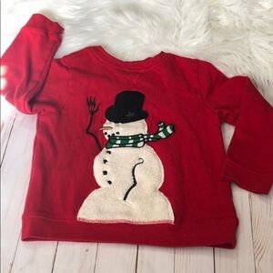Snowman red crew cut sweat shirt size 4T EUC